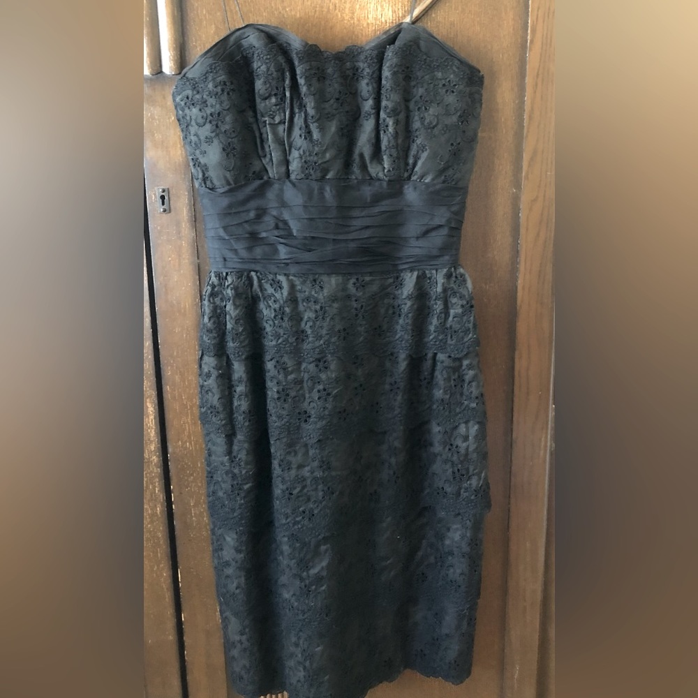 Vintage 1950’s Black eyelet lace cocktail dress spaghetti straps
